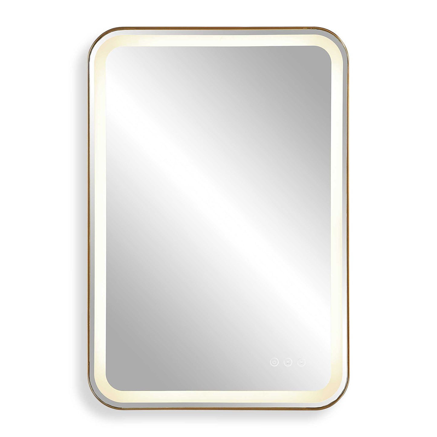 Crofton Lighted Brass Vanity Mirror