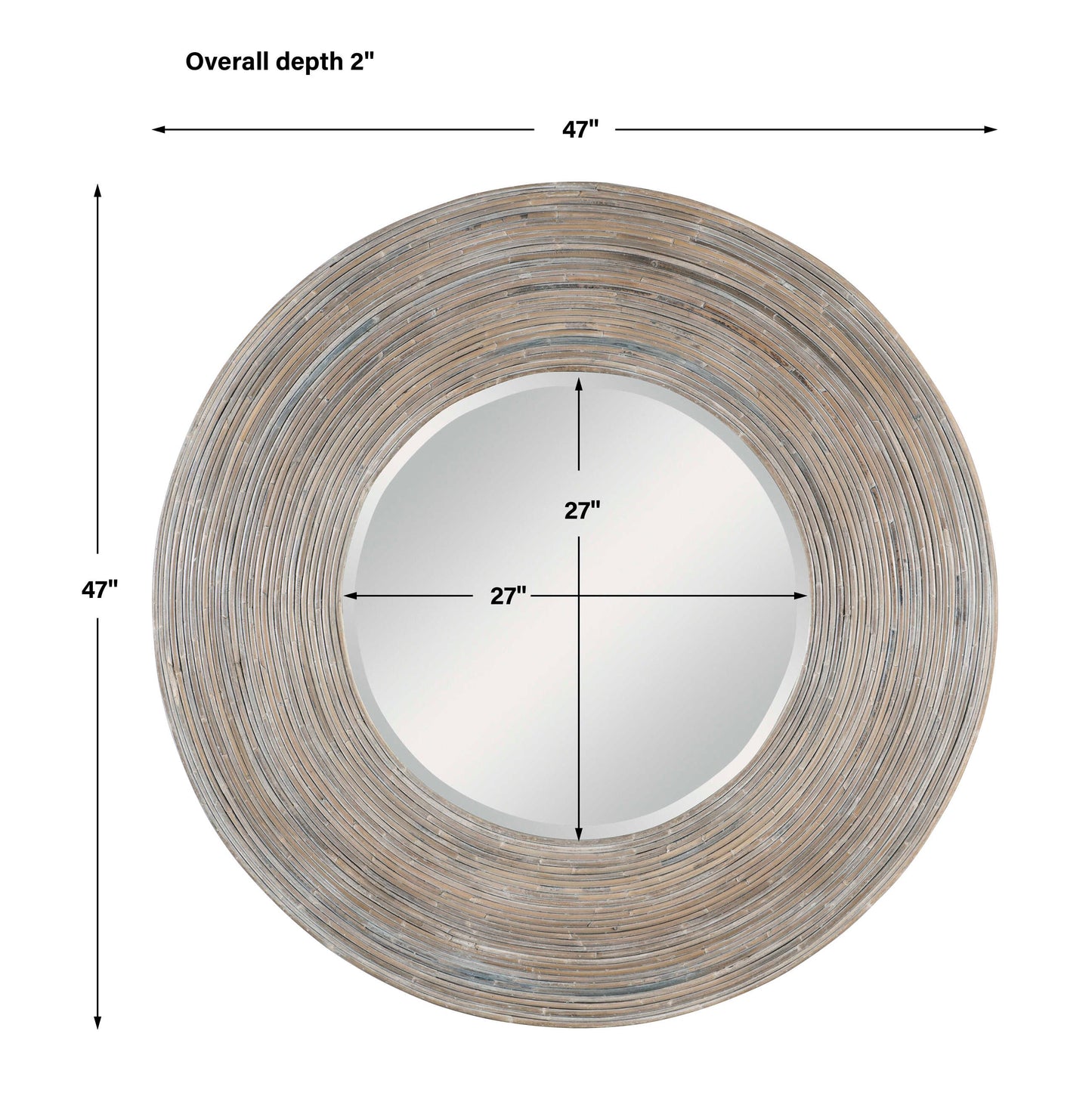 Vortex White Washed Round Mirror