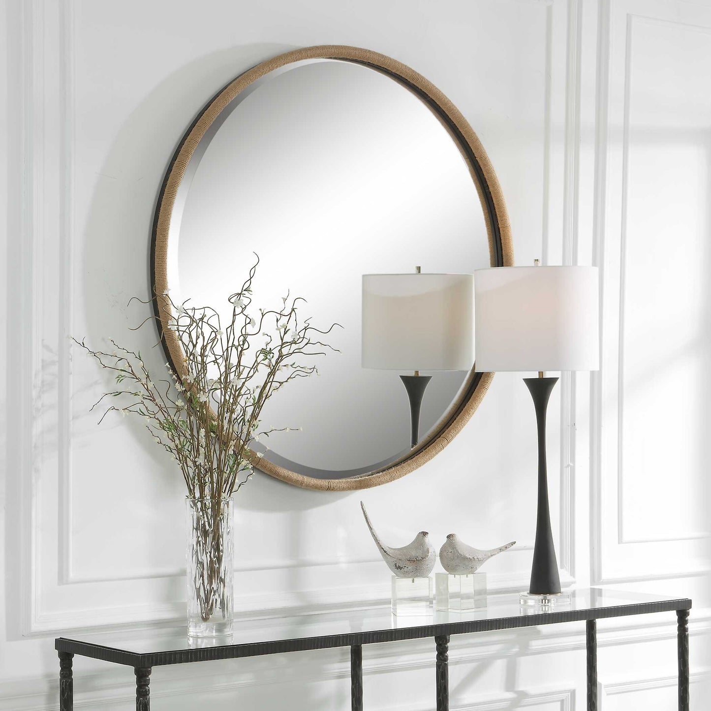 Ranchero Natural Rope Round Mirror