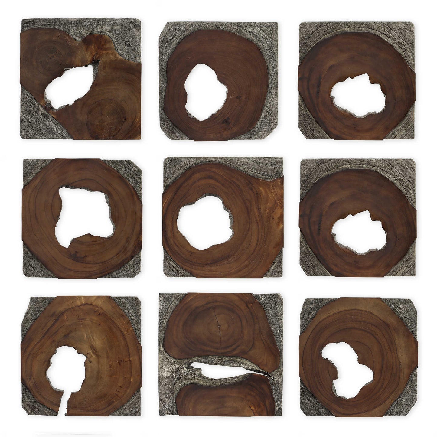 Jungle Wood Paneled Wall Art Set/9