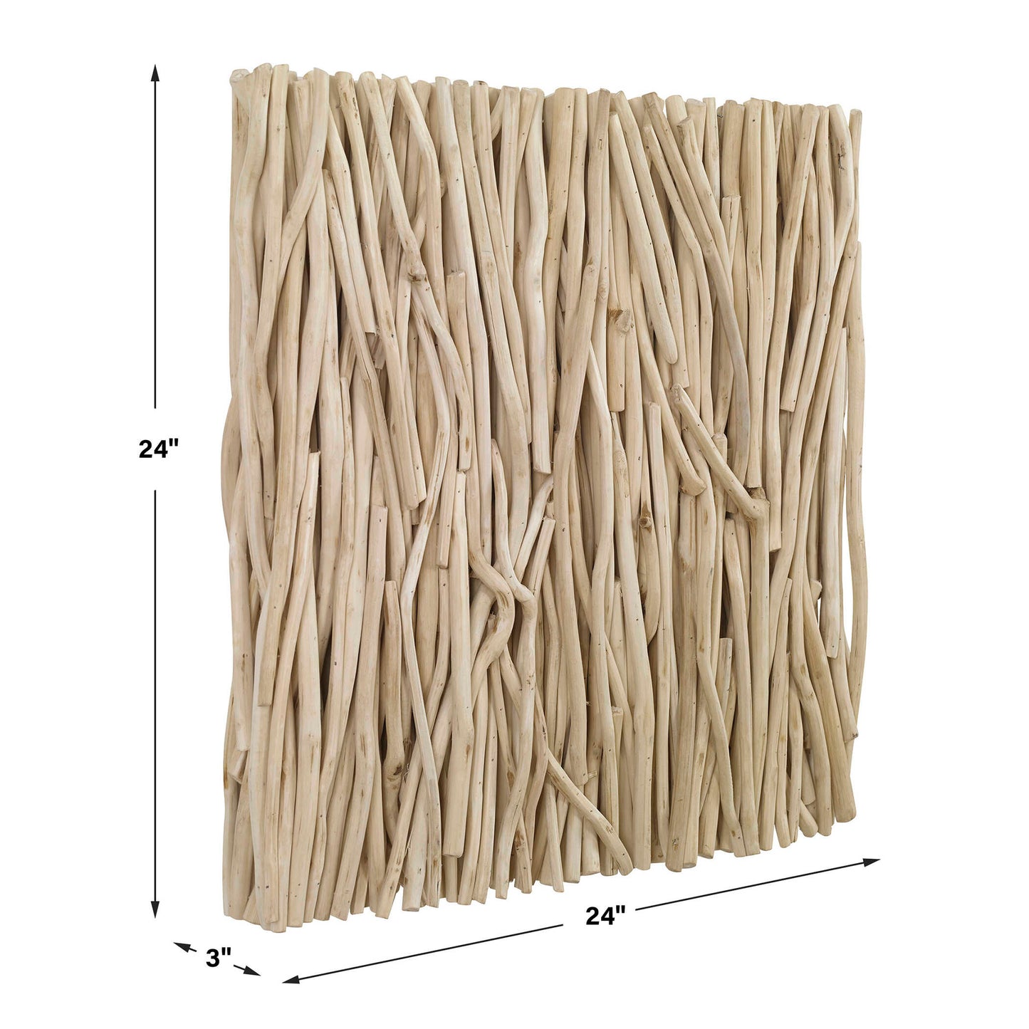Gathered Teak Square Bleached Wood Wall Decor
