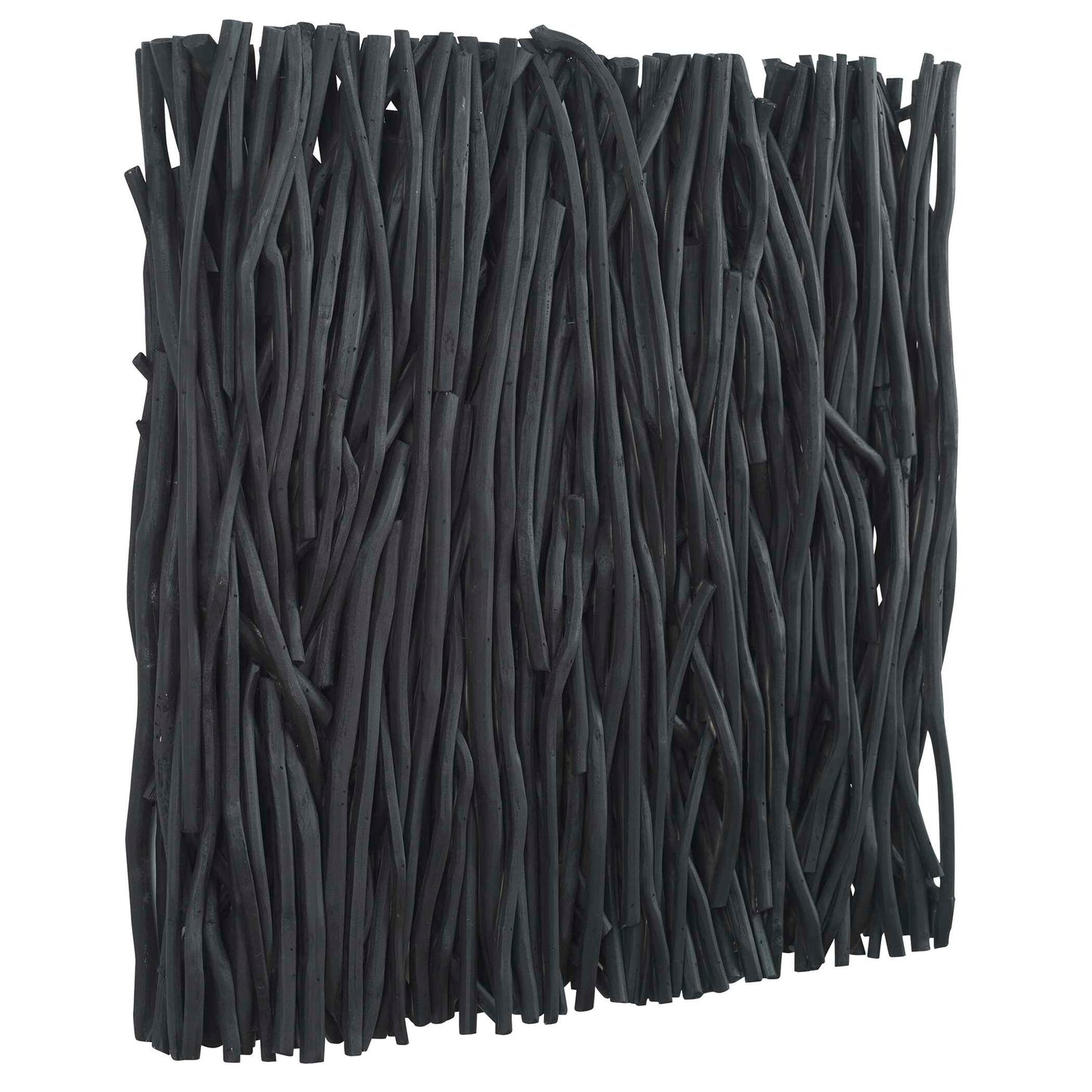 Gathered Teak Square Black Wood Wall Decor