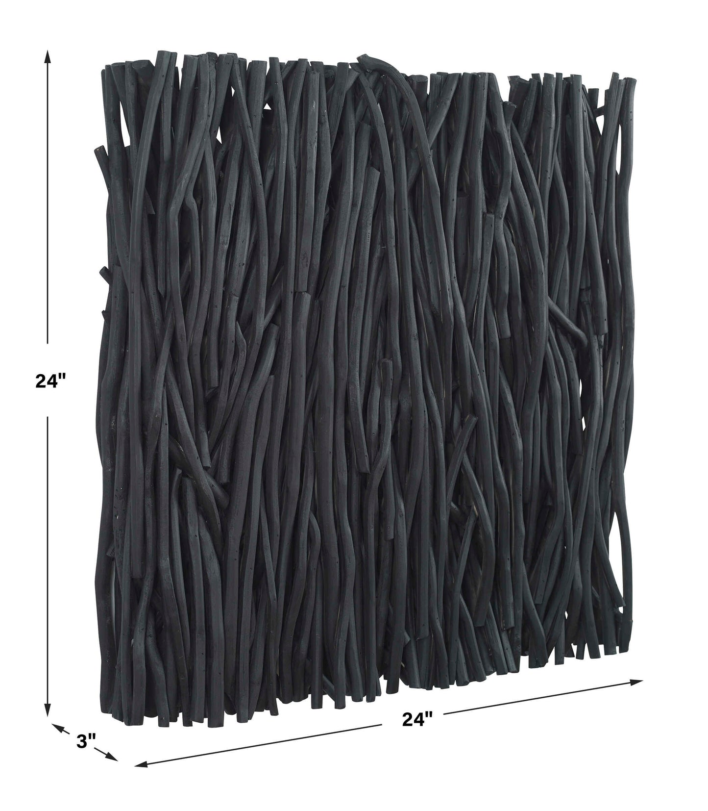 Gathered Teak Square Black Wood Wall Decor