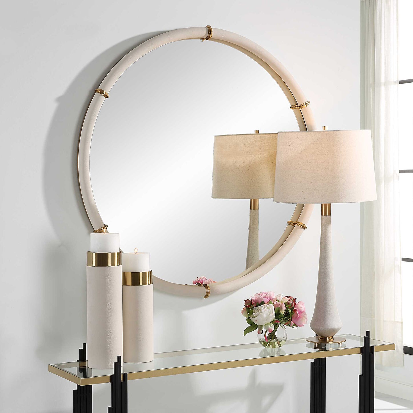 Cyprus White Round Mirror