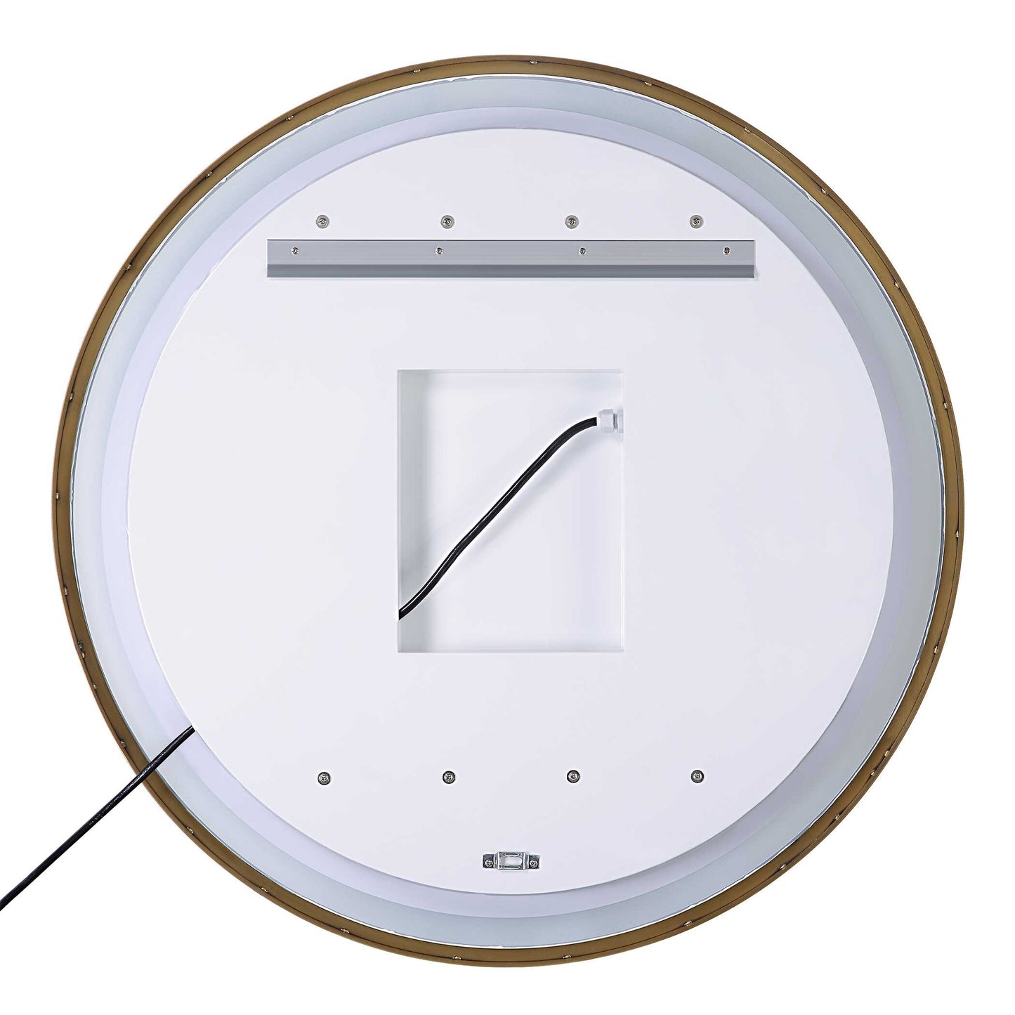 Crofton Lighted Brass Round Mirror
