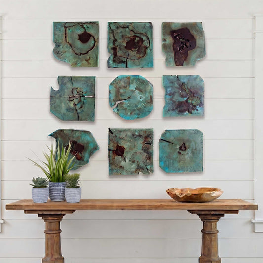 Bahati Wood Wall Décor In Blue Set/9