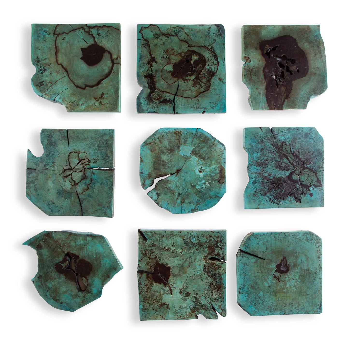 Bahati Wood Wall Décor In Blue Set/9