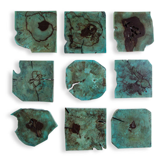 Bahati Wood Wall Décor In Blue Set/9