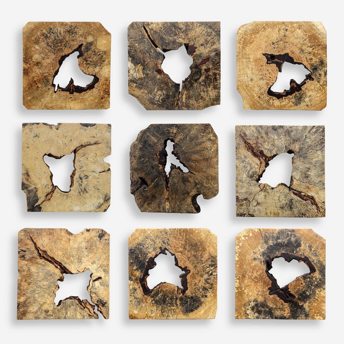 Bahati Wood Wall Décor In Natural Set/9