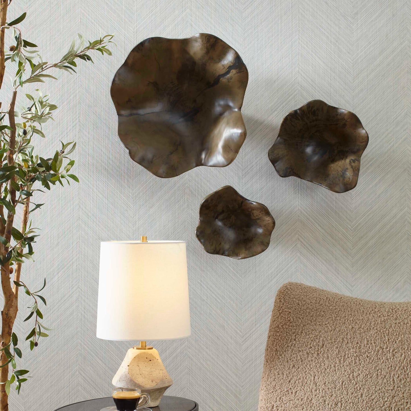 Two Wood Wall Décor In Mocha Set/3