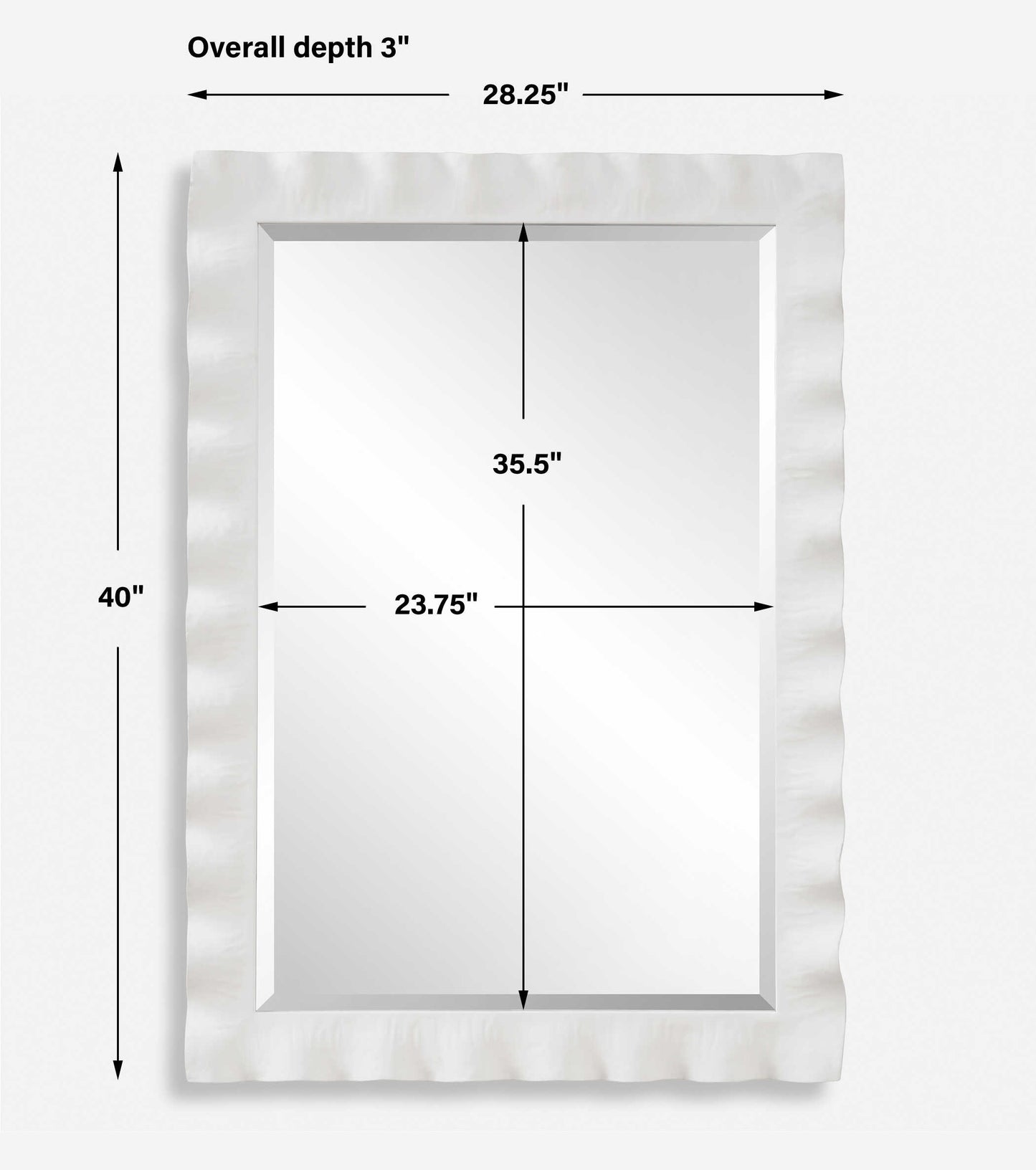 Haya White Scalloped Mirror