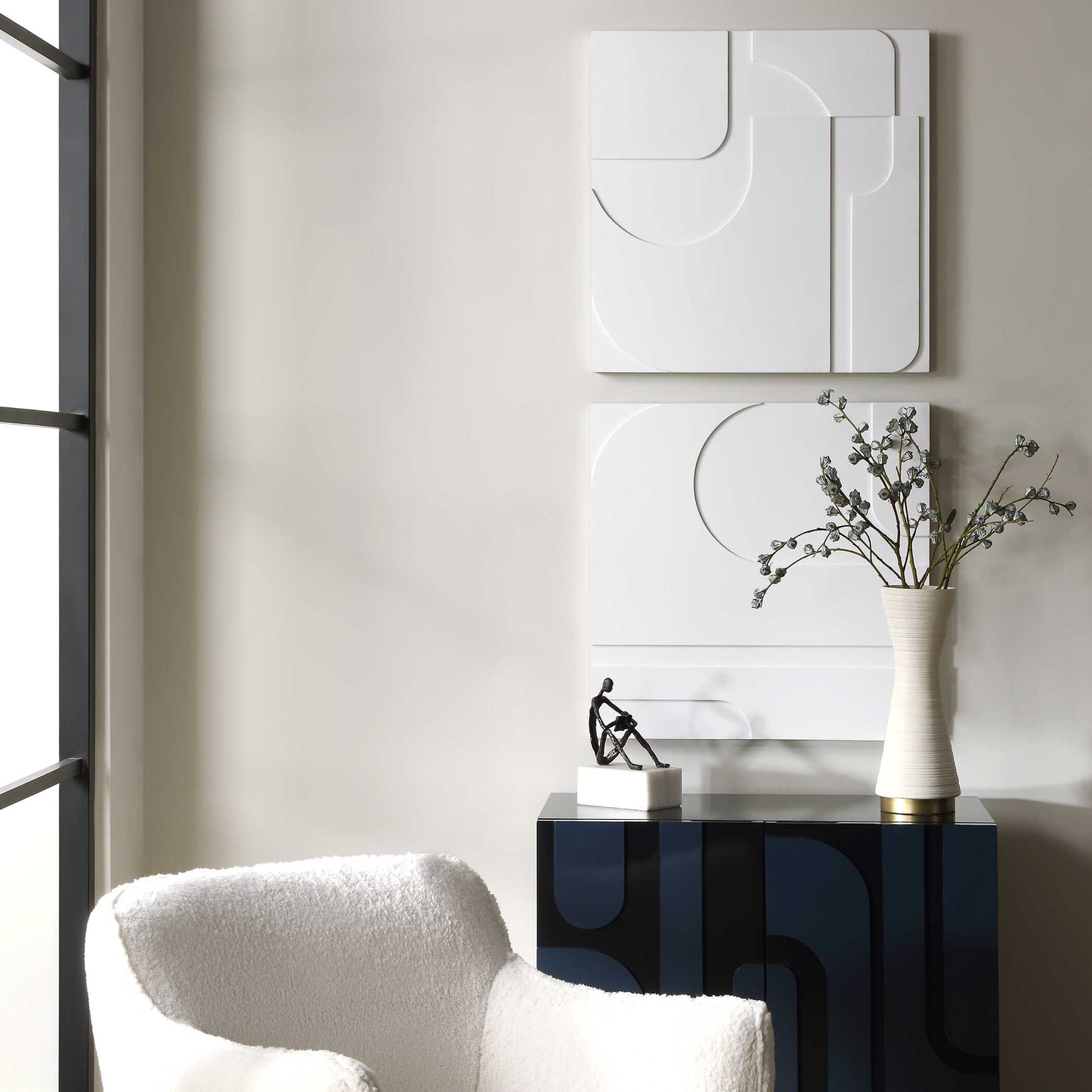 Contours White Wall Decor Set/2
