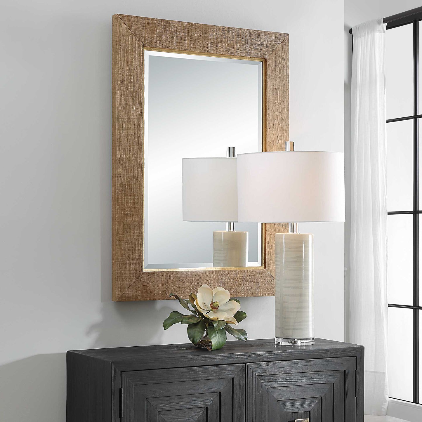 Bungalow Grass Cloth Mirror