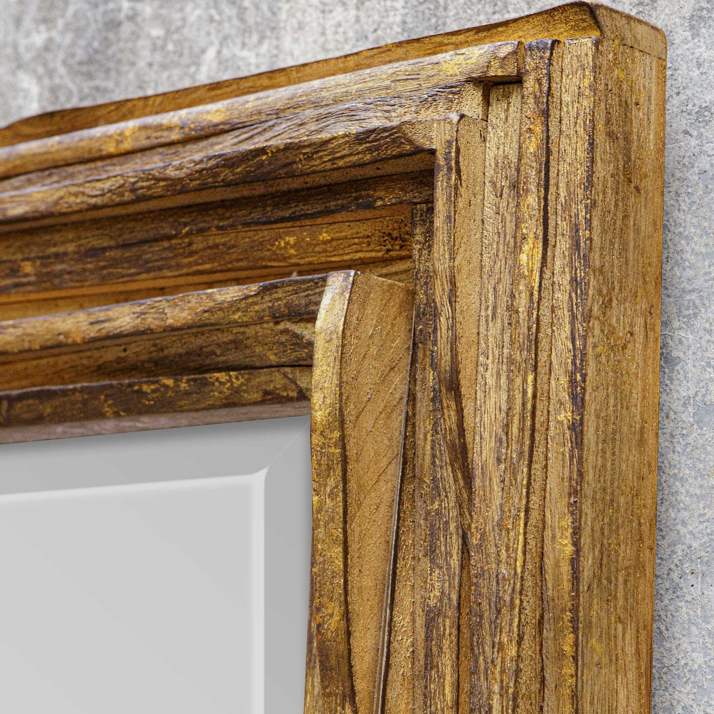 Overlap Teak Wood Mirror
