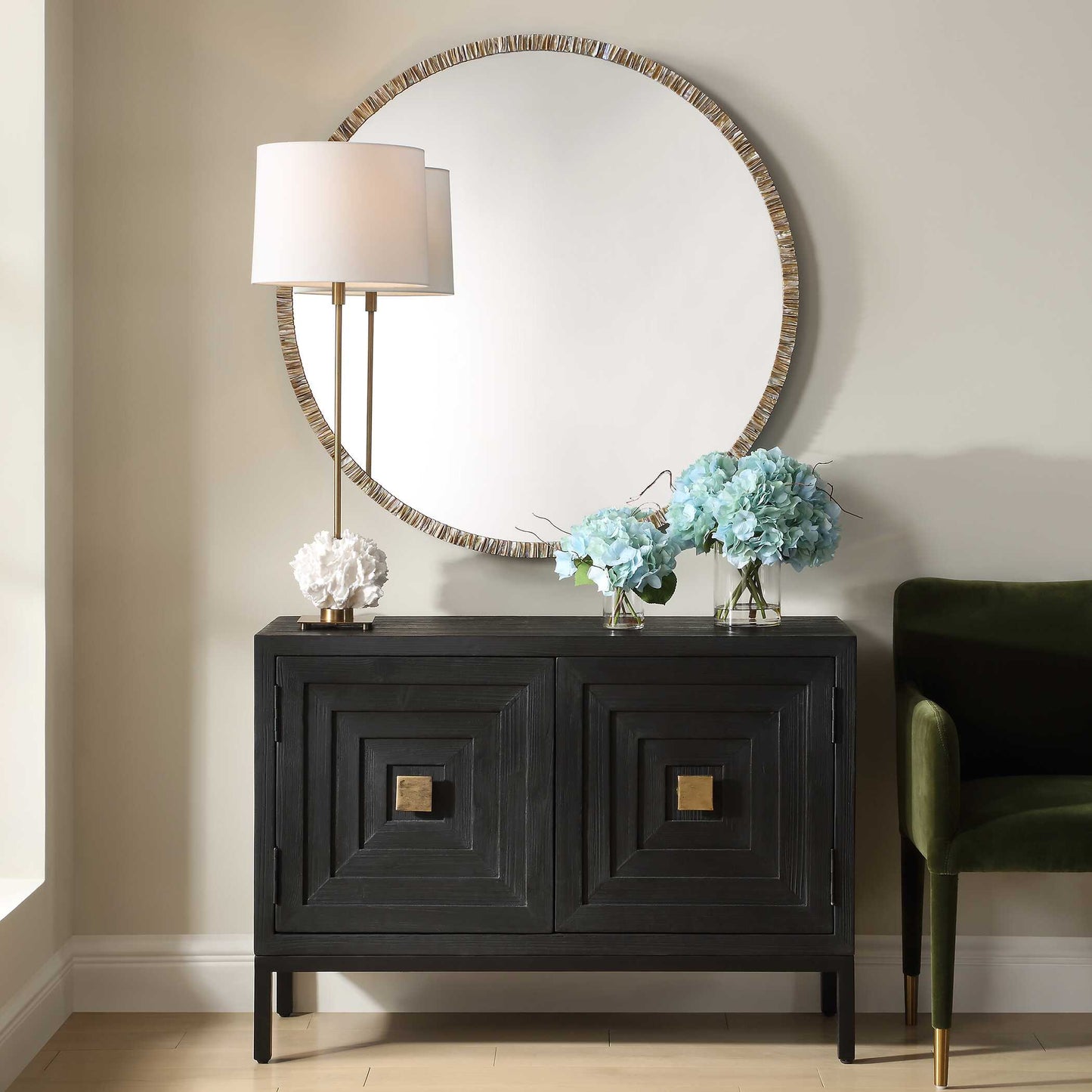 Odeon Shell Inlay Round Mirror