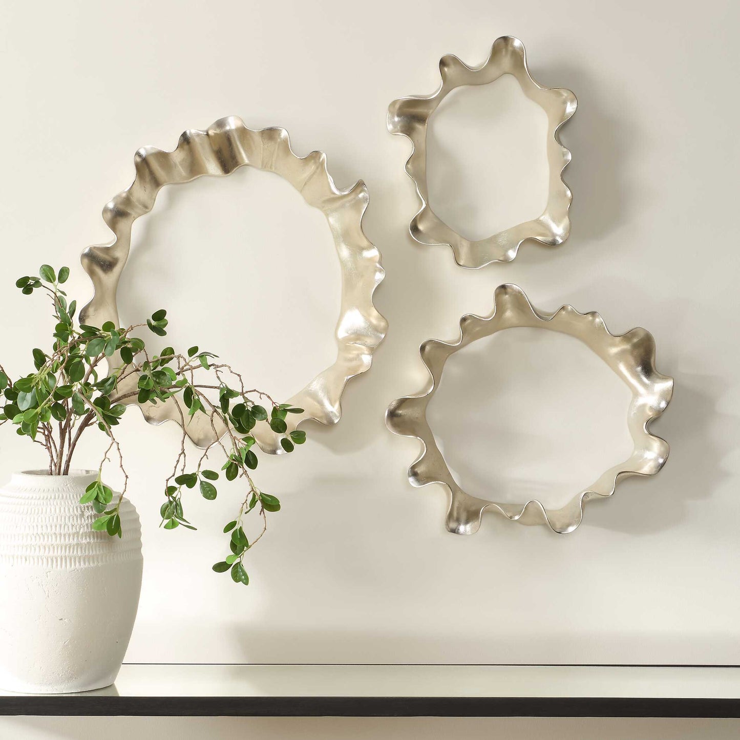 Ripple Effect Silver Wall Art Set/3