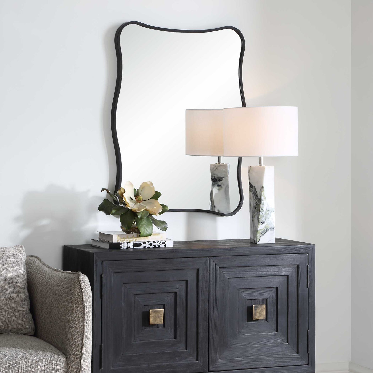 Pavia Black Vanity Mirror