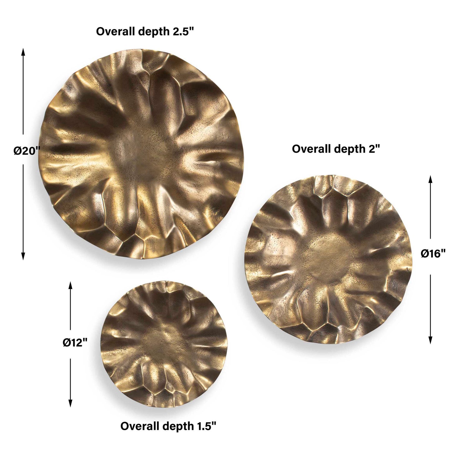 Peonia Outdoor Gold Wall Art Set/3