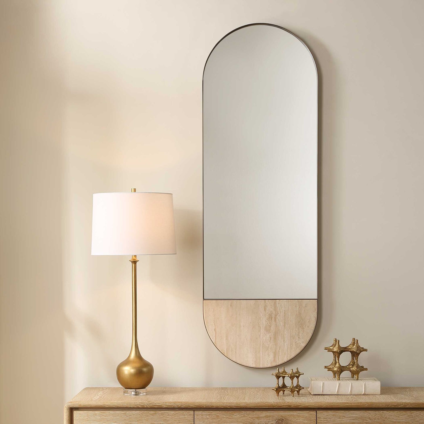 Russo Travertine Tall Oval Mirror