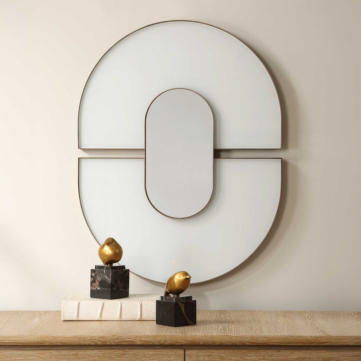 Encase Modern White Oval Mirror