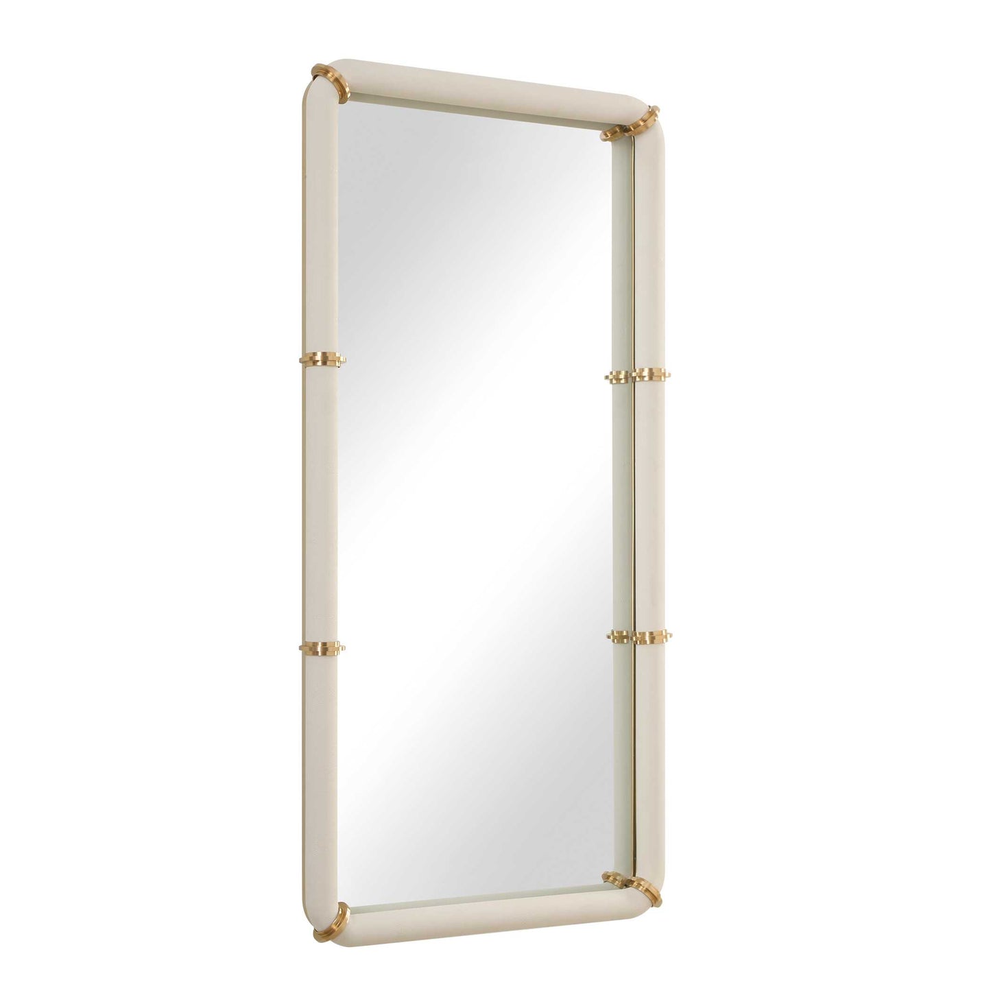 Cyprus White Leather Mirror