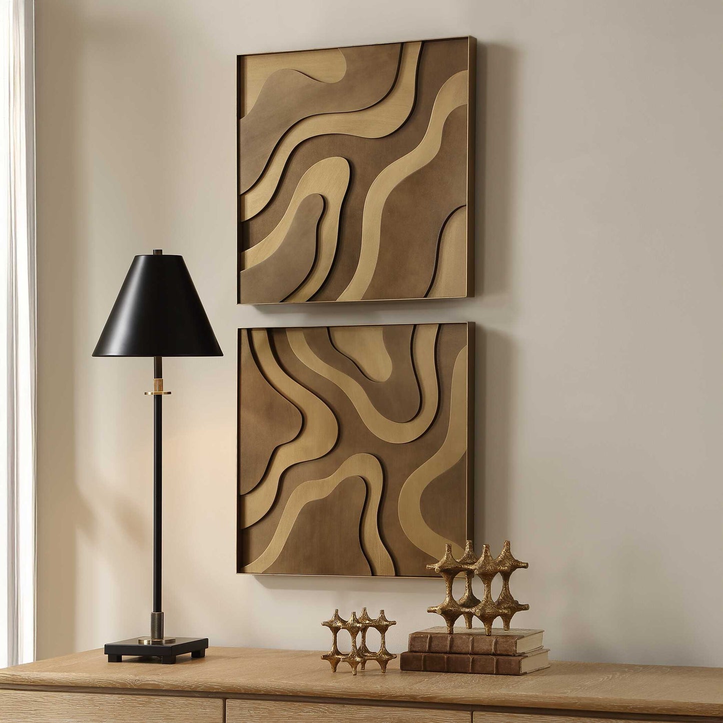 Golden Terrain Wooden Wall Decor Set/2