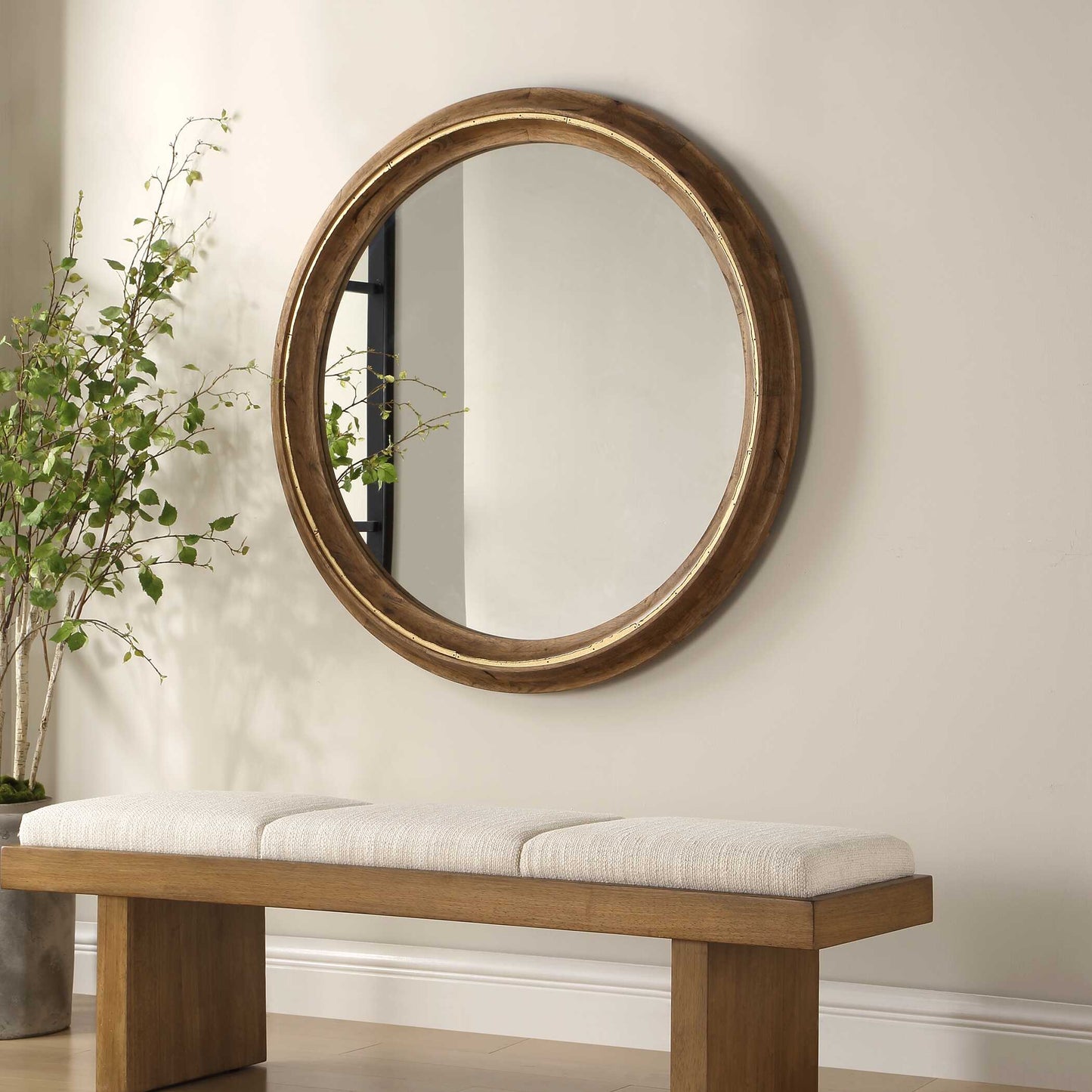 Frontier Round Wood Mirror