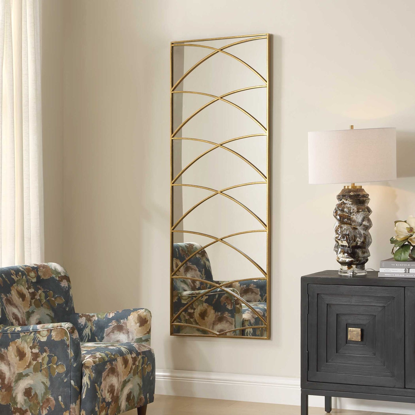 Crossed Up Gold Full Length Mirror