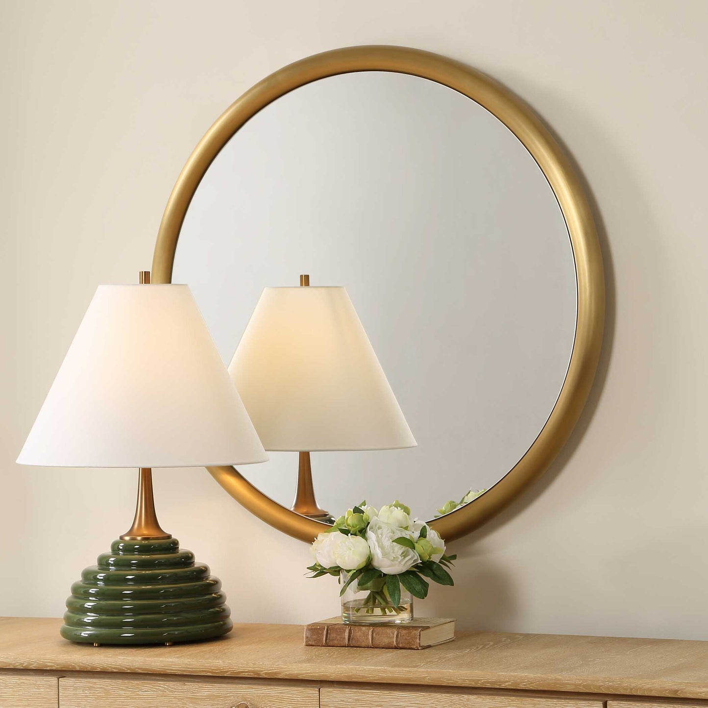 Atkinson Modern Brass Round Mirror