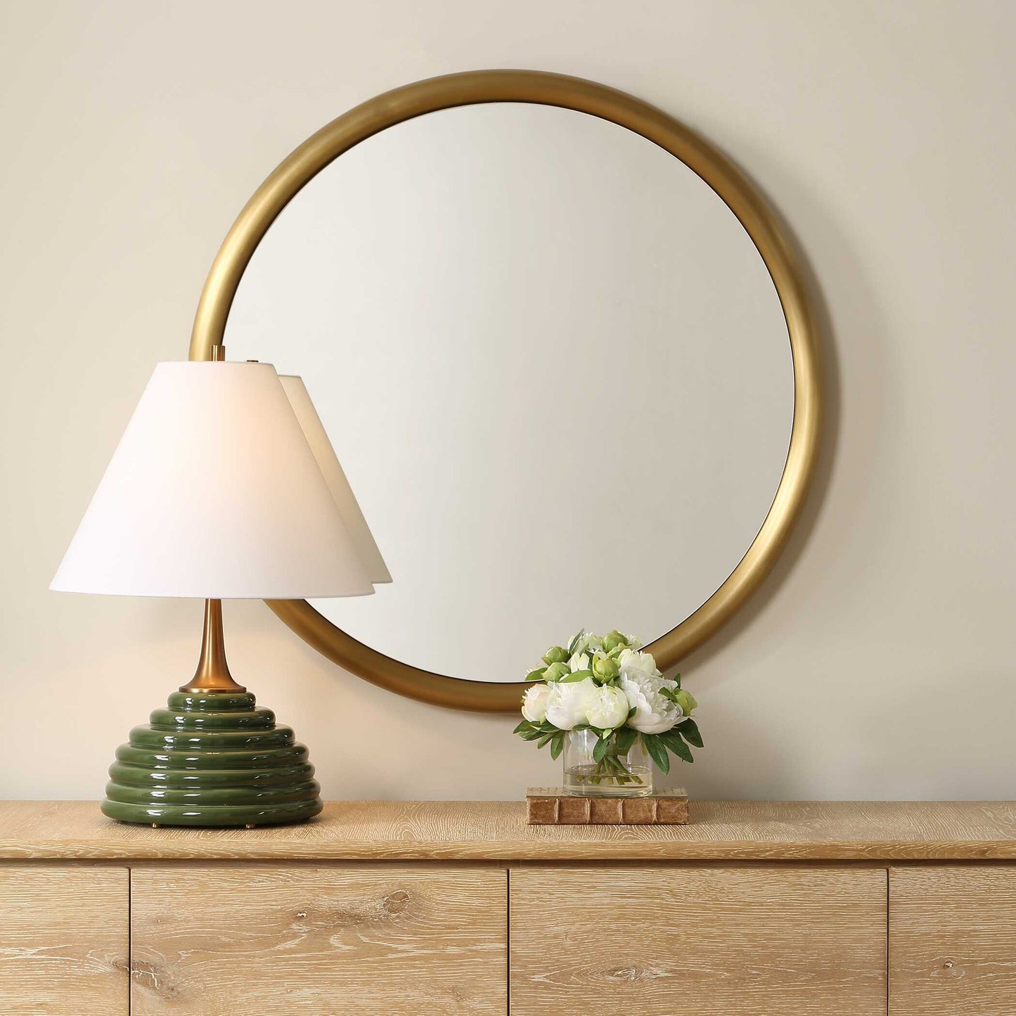 Atkinson Modern Brass Round Mirror