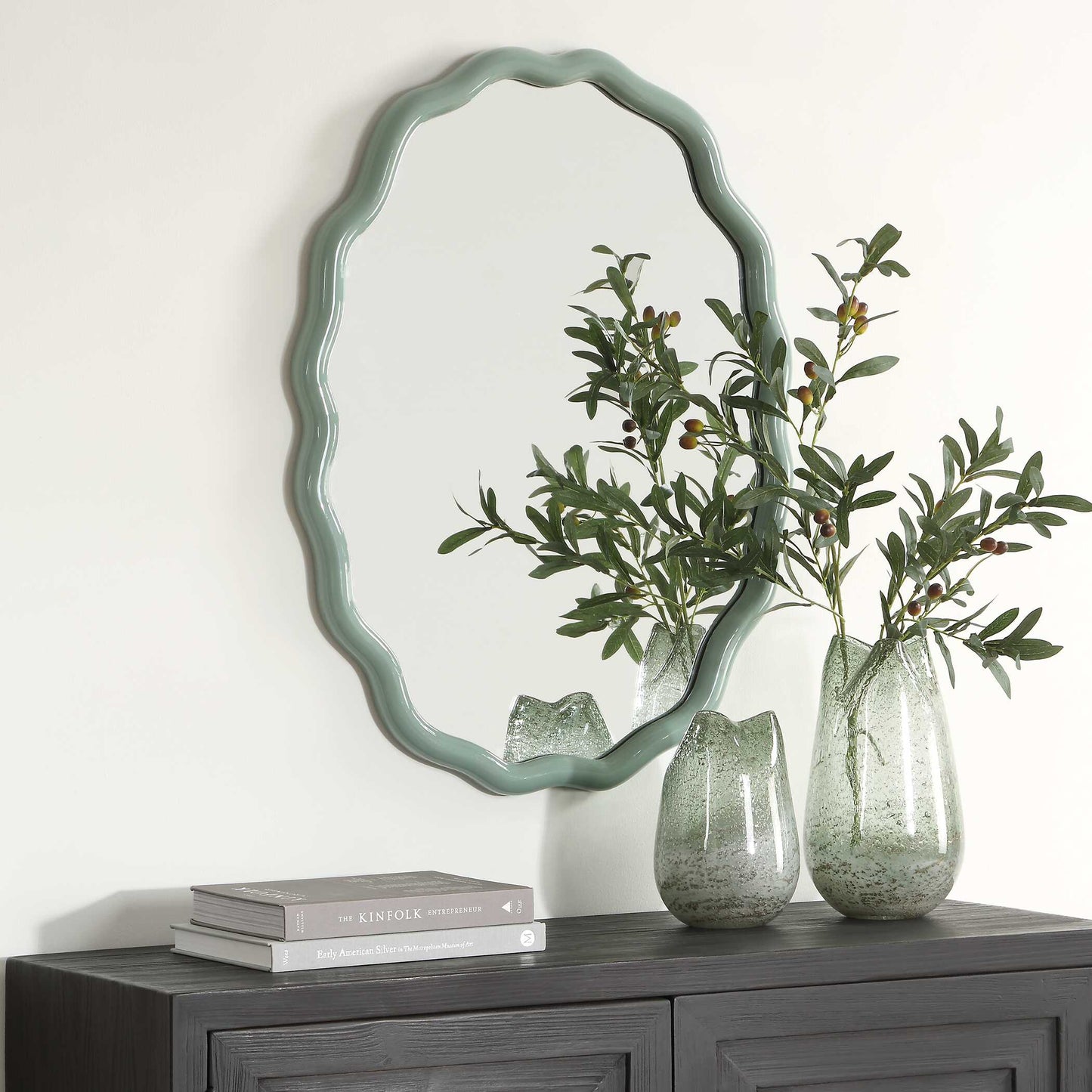 Isly Robin's Egg Blue Oval Mirror