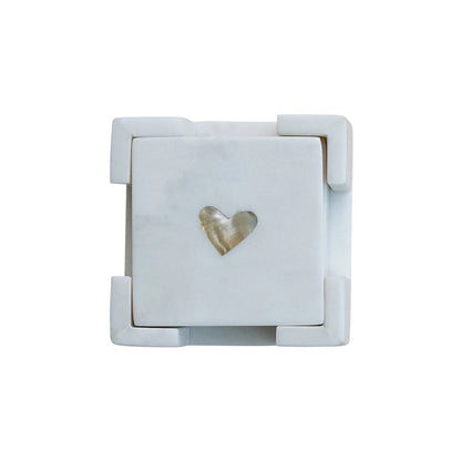 Marble Coasters with Mother of Pearl Inlay - Set of 4