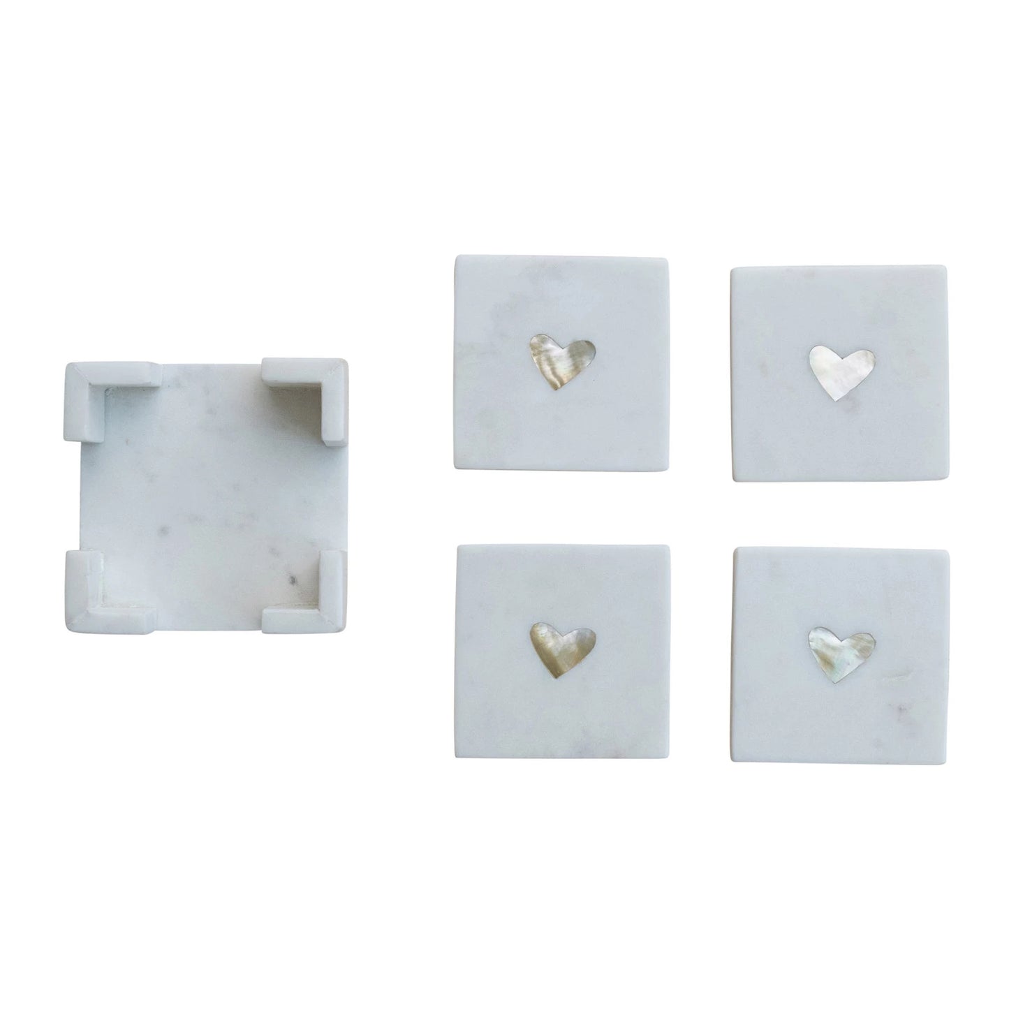 Marble Coasters with Mother of Pearl Inlay - Set of 4