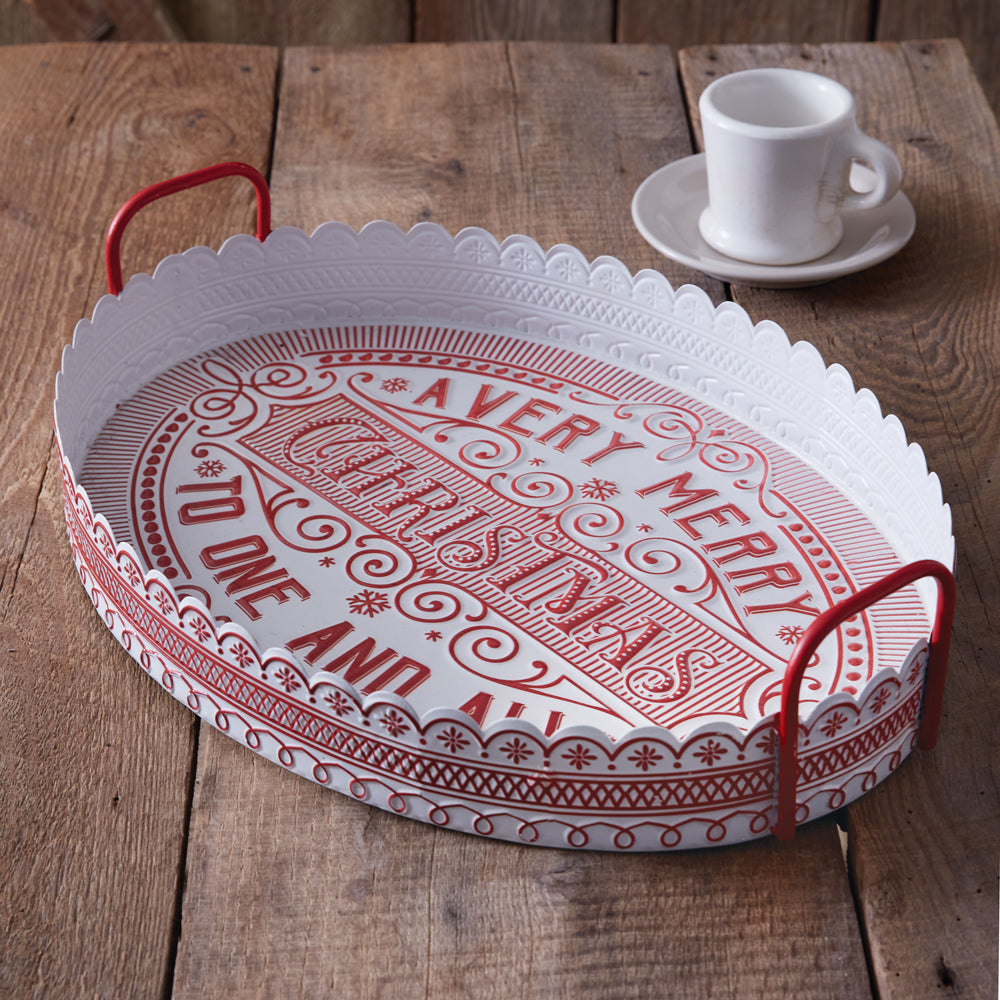 Very Merry Christmas Metal Serving Tray