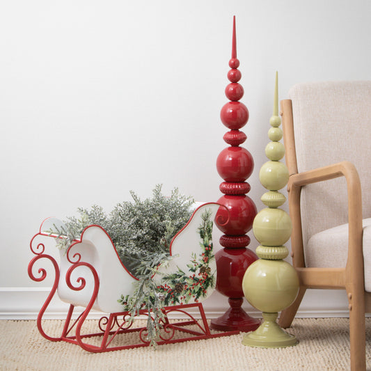 Red and Green Christmas Finials - Set of 2