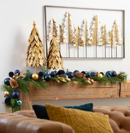 Metal Gold Leaf Christmas Trees - Set of 2