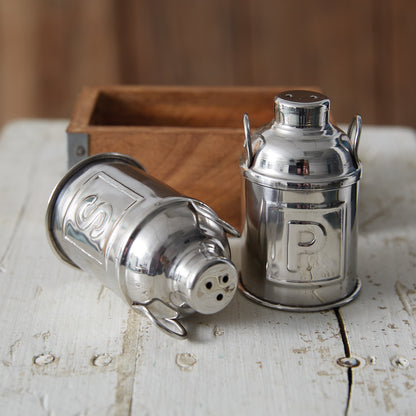 Milk Can Salt & Pepper Shakers with Caddy