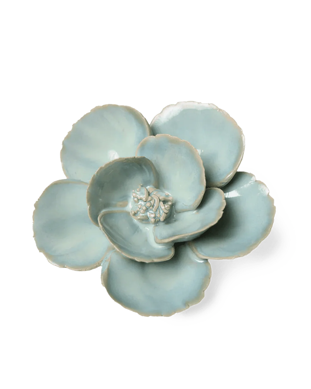 Milk Teal Poppy Ceramic Flower