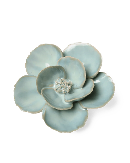 Milk Teal Poppy Ceramic Flower