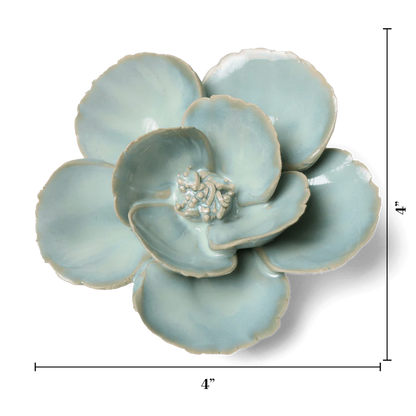 Milk Teal Poppy Ceramic Flower