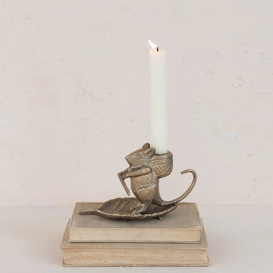 Mouse on Leaf Taper Holder