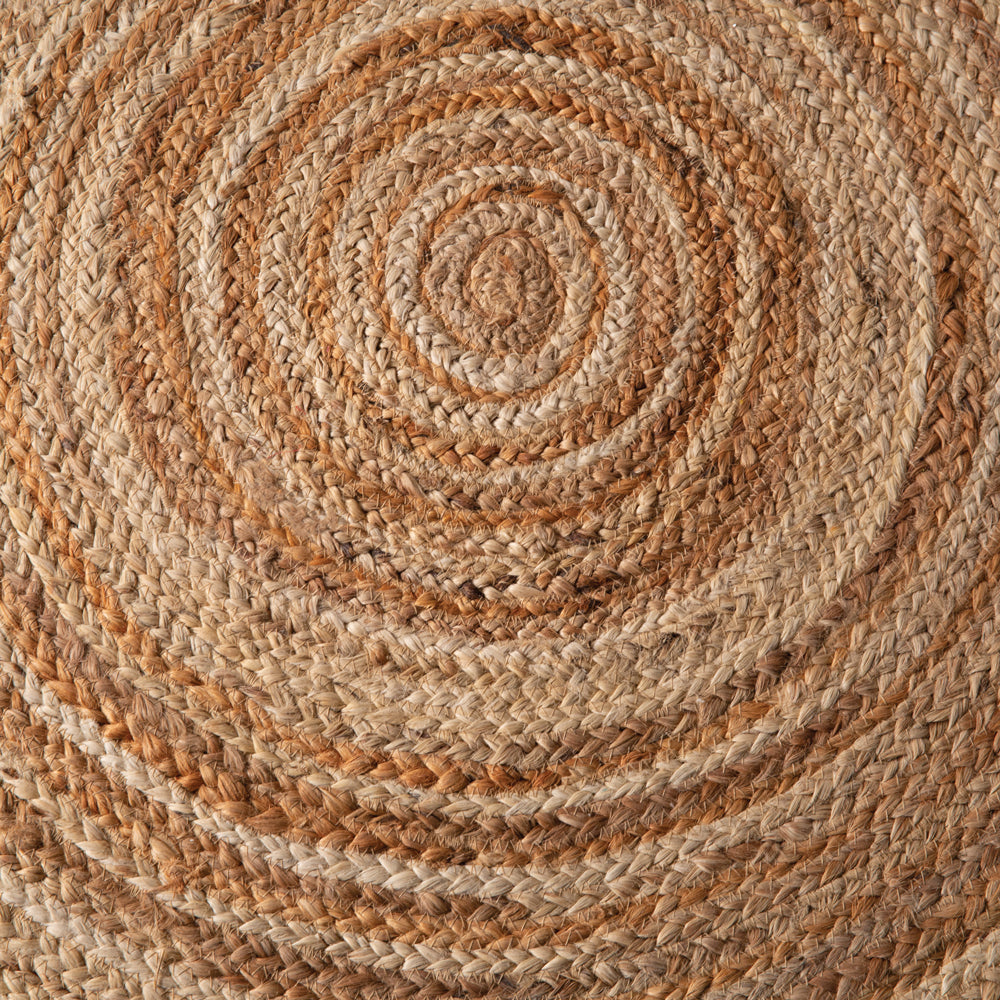 Natural and Ivory Swirl Jute Rug - 5' Diameter