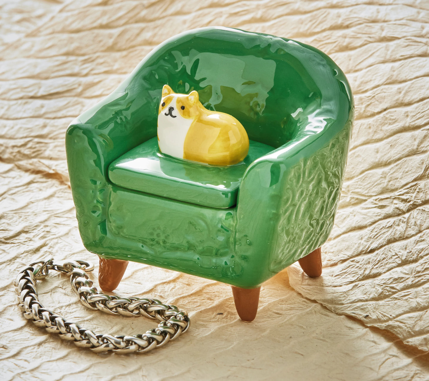 Orange Cat Chair Trinket Box