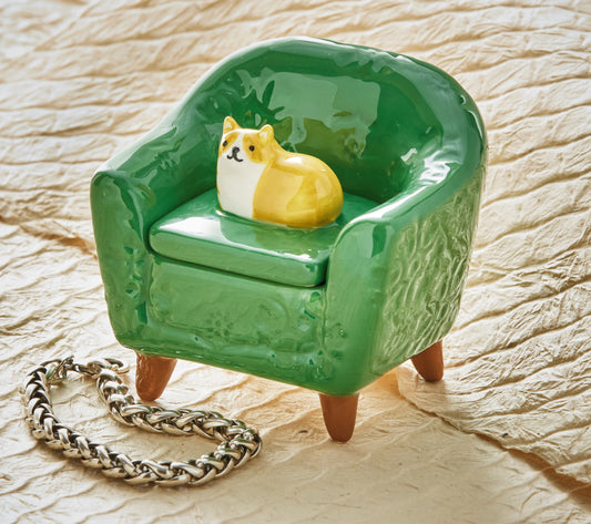 Orange Cat Chair Trinket Box