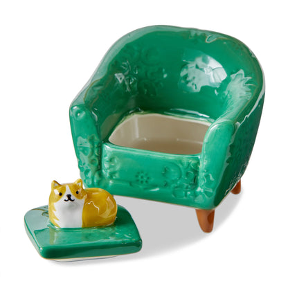 Orange Cat Chair Trinket Box