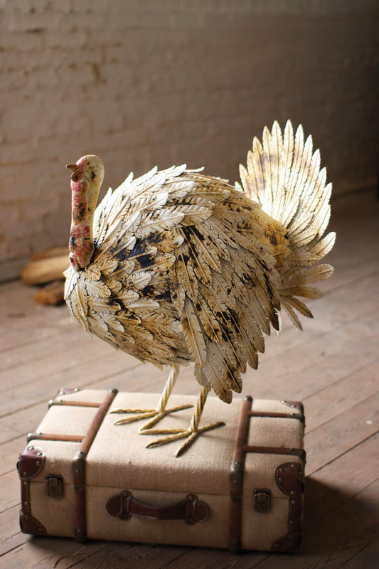Antique White Painted Metal Turkey