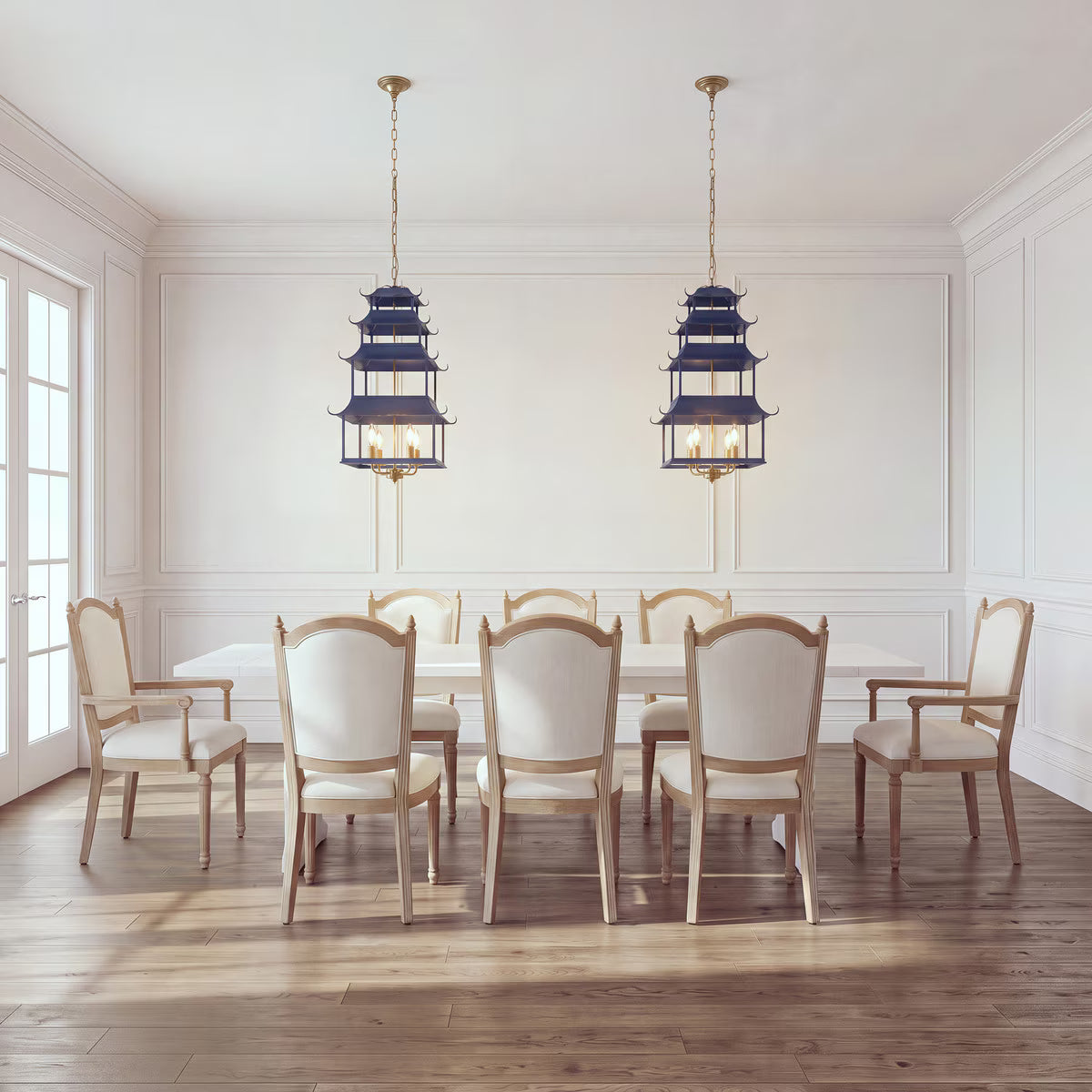 Peace Pagoda Chandelier - Navy