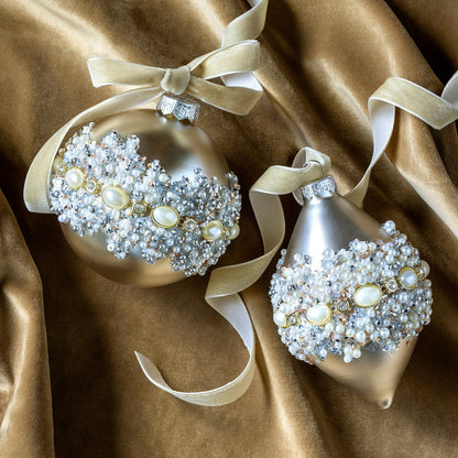 Pearl and Jewel Silver Glass Ornaments