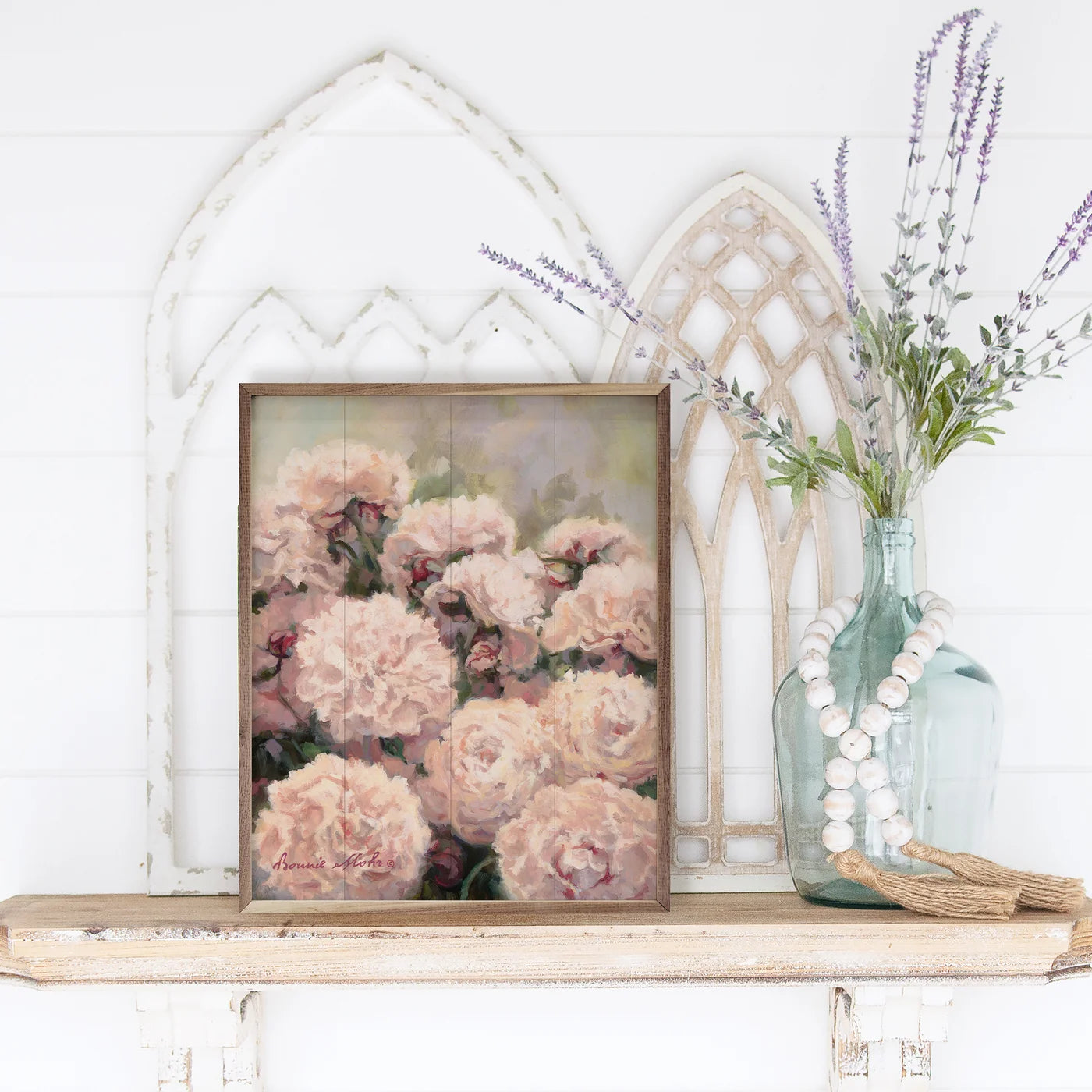 Peonies Blush Wooden Art