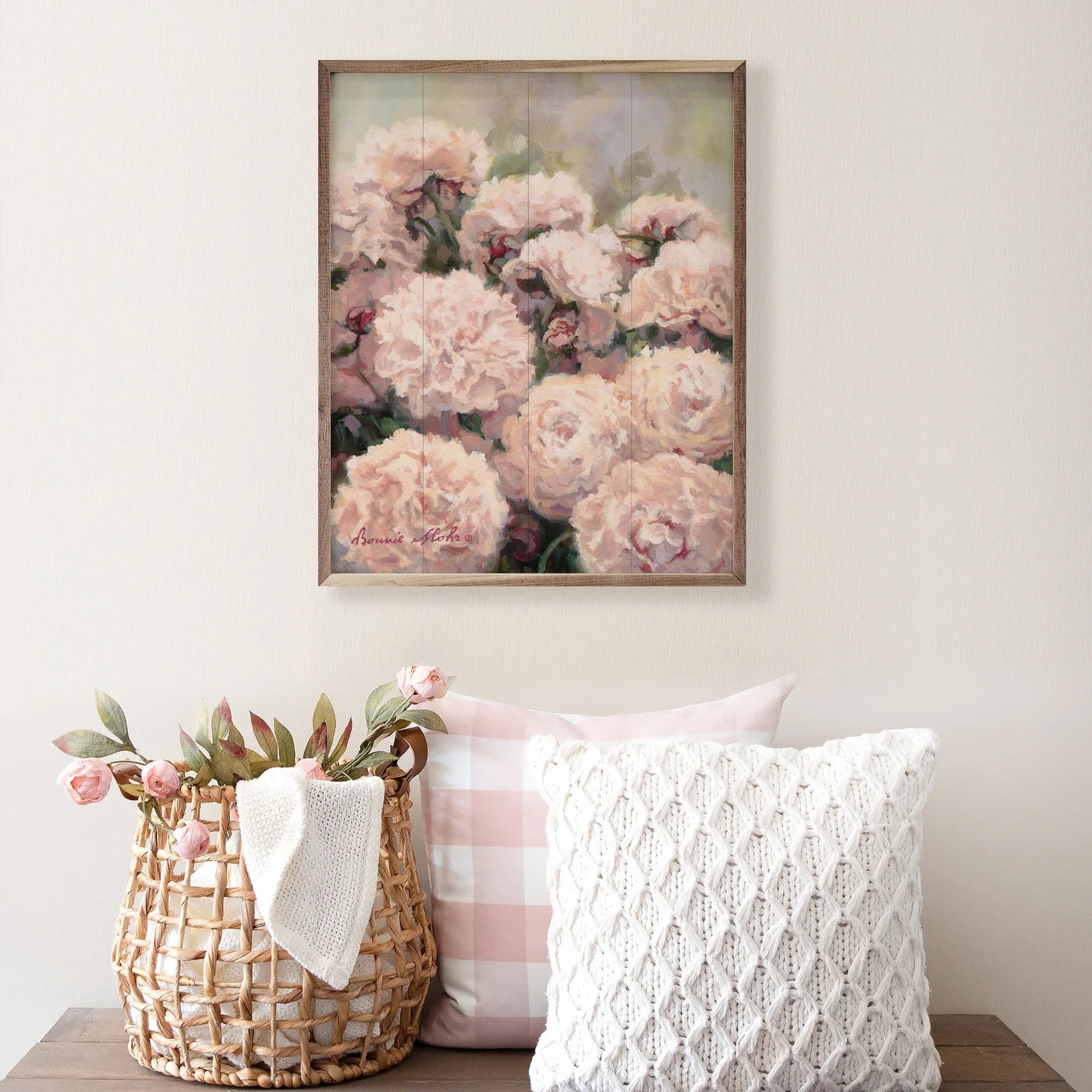 Peonies Blush Wooden Art